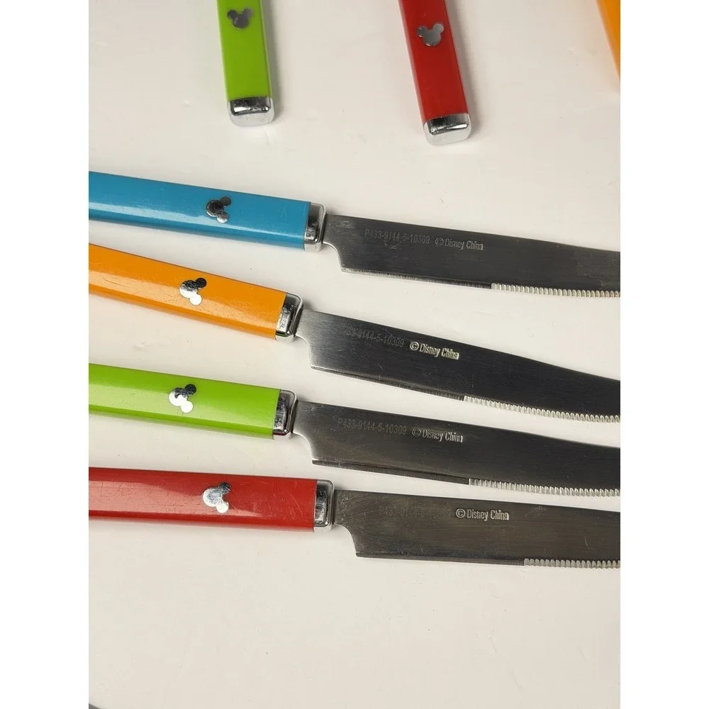 Disney Mickey Mouse Utensil Set 9Spoons Knives Fork Colorful Handles Stainless